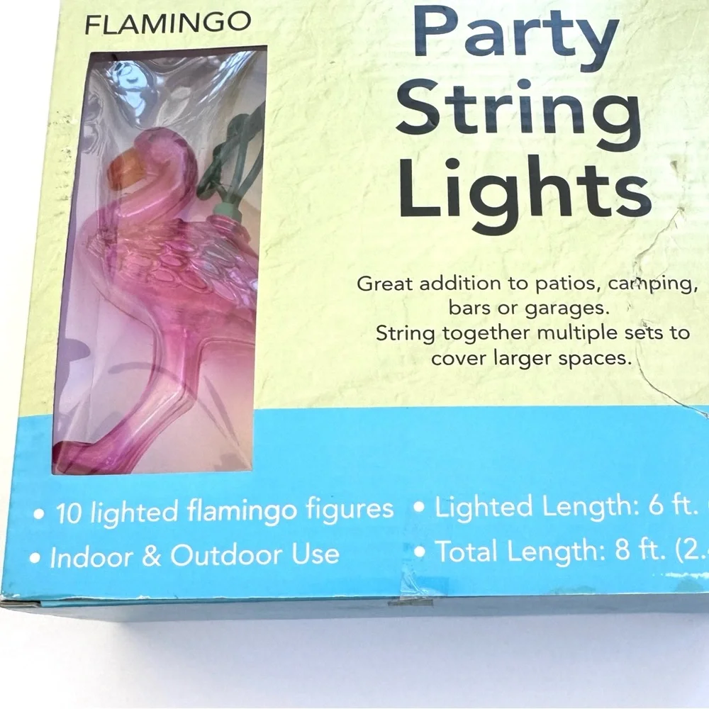 🦩Flamingo Party String Lights in Original Box. Verified All Lights Work.